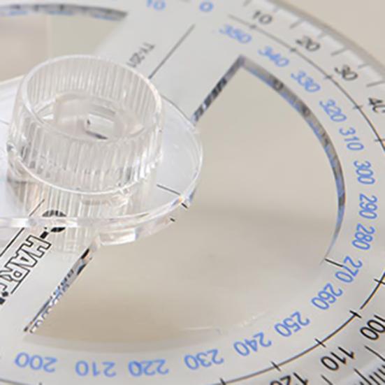 Удобный транспортир, 2 шт., простая в использовании пластиковая портативная линейка с углом поворота 360 градусов, ежедневная