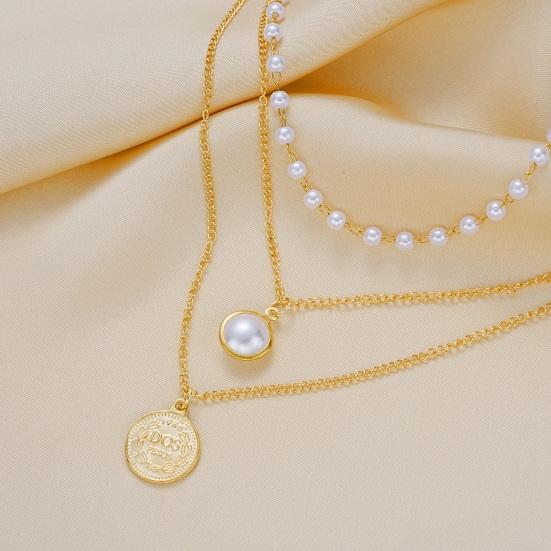 Золотое многослойное ожерелье для женщин, многослойная цепочка-чокер из искусственного жемчуга с бусинами