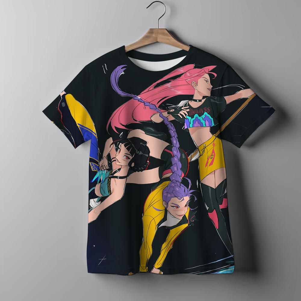 K-pop Футболка тай-дай «Охотники на демонов» для девочки, топы с коротким рукавом, футболки с принтом Руми Мира Зои, милая летняя детская одежда