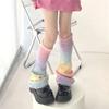 1 pair Y2K Rainbow Gradient Color Leg Warmers Thickened Warm Knitting Socks Lengthened Leg Covers JK