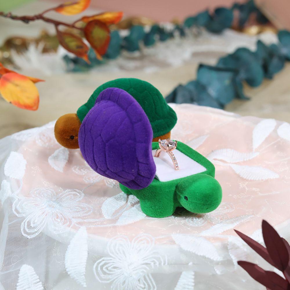 Romantic Lover Animals Turtle Tortoise Cat Jewelry Display Storage Case Velvet Ring Box Gift Boxes