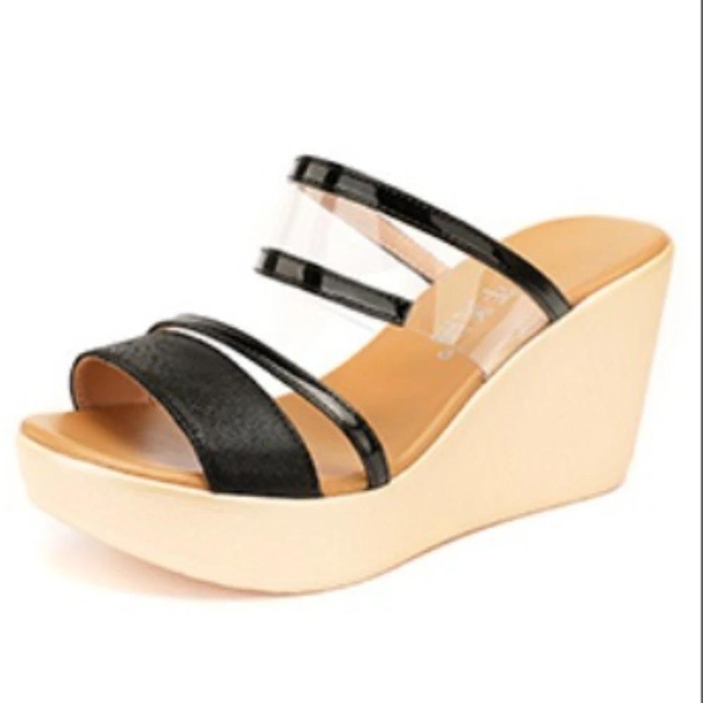 Летние тапочки женские туфли на танкетке на платформе для женщин туфли на высоком каблуке женские босоножки тапочки женская обувь Zapatos De Mujer