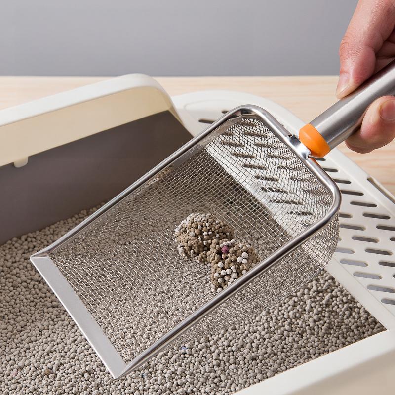 Совок для кошачьего туалета из нержавеющей стали, прочная сетка, очиститель для кошачьего туалета, инструменты для чистки домашних животных с отверстием для подвешивания, аксессуары для кошек
