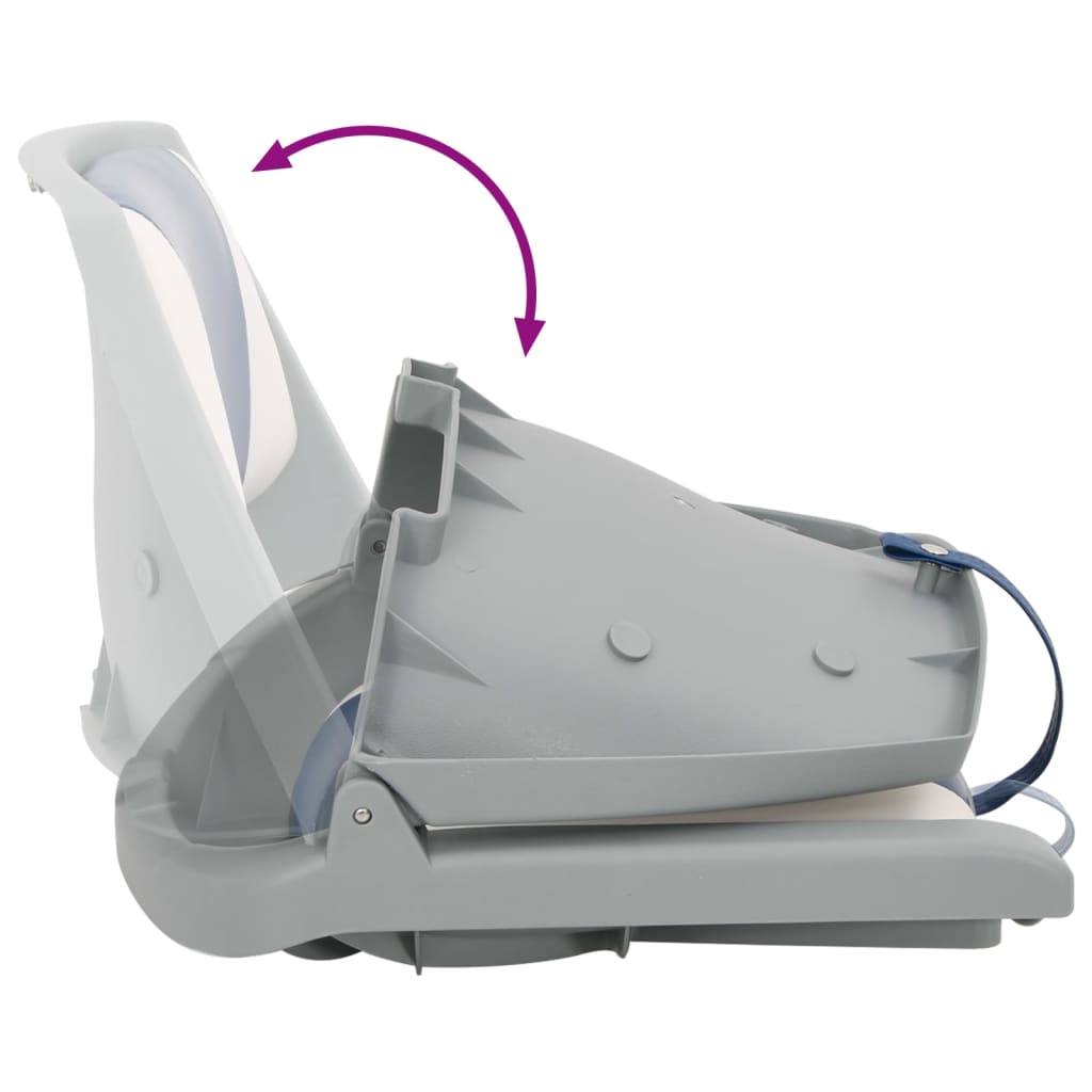 2 Piece Foldable Boat Seat Set with Cushion in Blue White