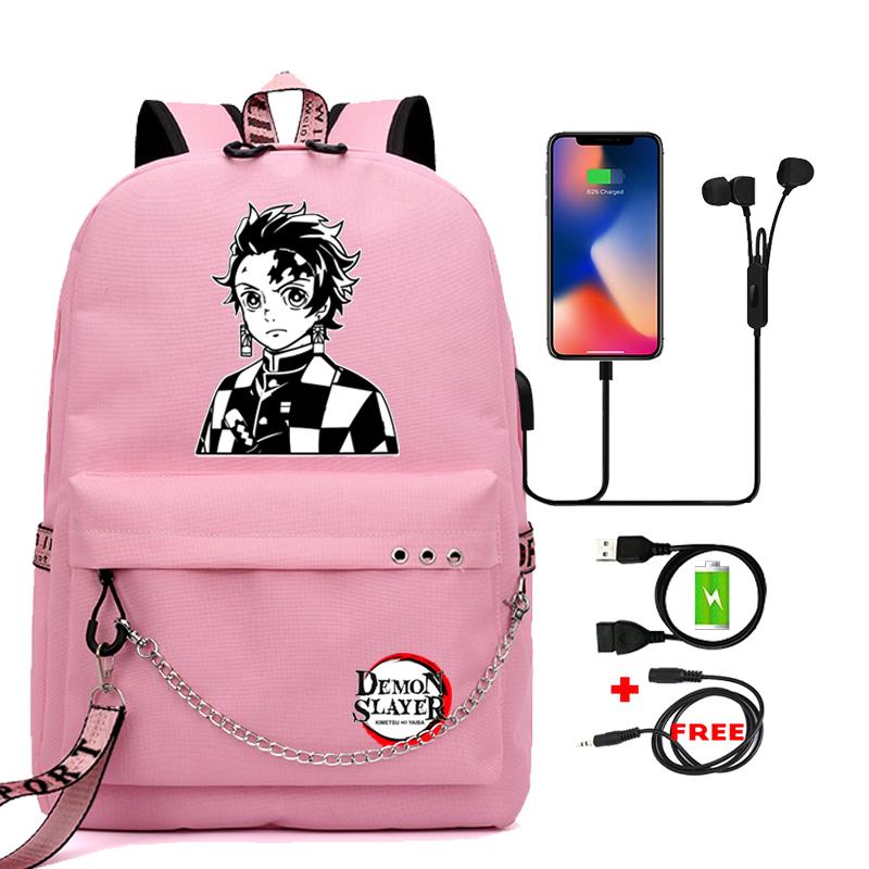 Школьная сумка с героями мультфильмов для взрослых, аниме-рюкзак, истребитель демонов Nezuko Kawaii, большая вместимость, манга для путешествий, ежедневные сумки для книг для девочек
