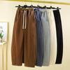 Warm Winter Straight Pants Women's Plush Fleecing Thermal Wide Leg Silhouette Trousers Corduroy Baggy Black Trousers