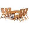 7 Piece Garden Dining Set Solid Acacia Wood 150 200 cm