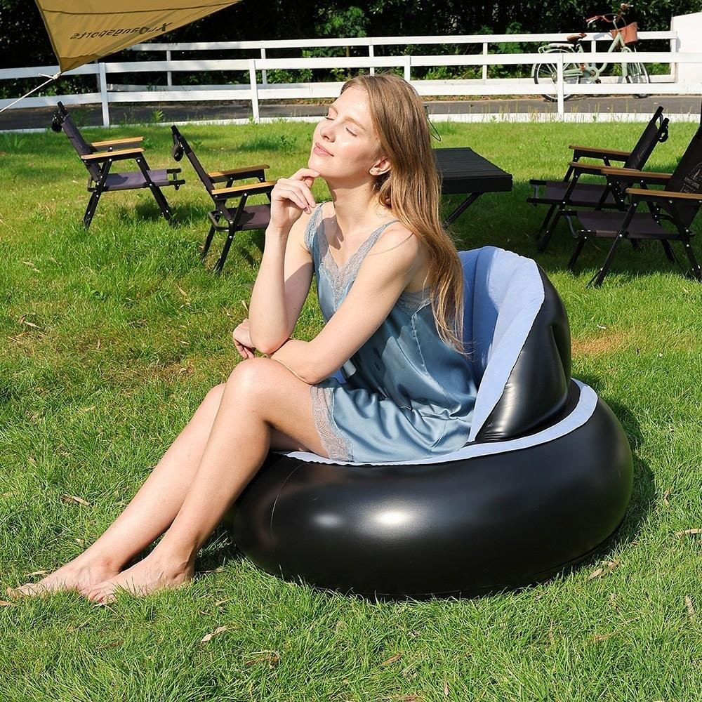 Ergonomic Backrest Inflatable Lazy Sofa Thickened PVC Portable Single Seater Indoor Outdoor Use