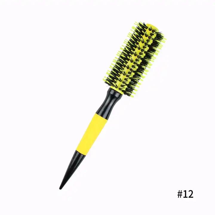 Профессиональная круглая деревянная щетка для волос 6 размеров из щетины кабана нейлоновая щетина для салона женские инструменты для укладки волос желтые бразильские бигуди