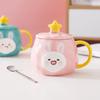Creative Ceramic Mug Cute Cartoon Rabbit Couple Cup Water Cup Coffee Breakfast Cup with Lid Spoon High Appearance