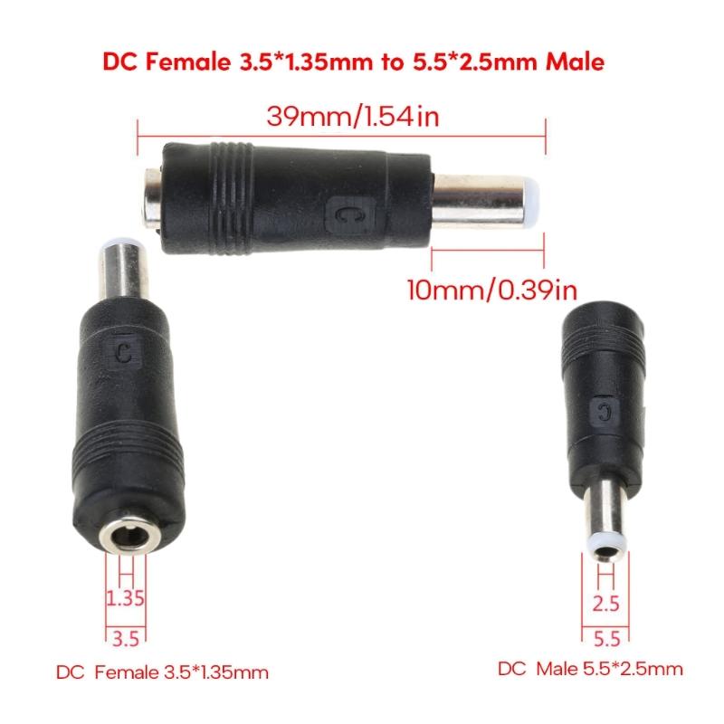 Гибкий адаптер DC3.5x1.35 мм (мама) на DC5.5x2.1 мм (папа) для ноутбука, роутера и других устройств, поддержка 1В-36В 1А-5А