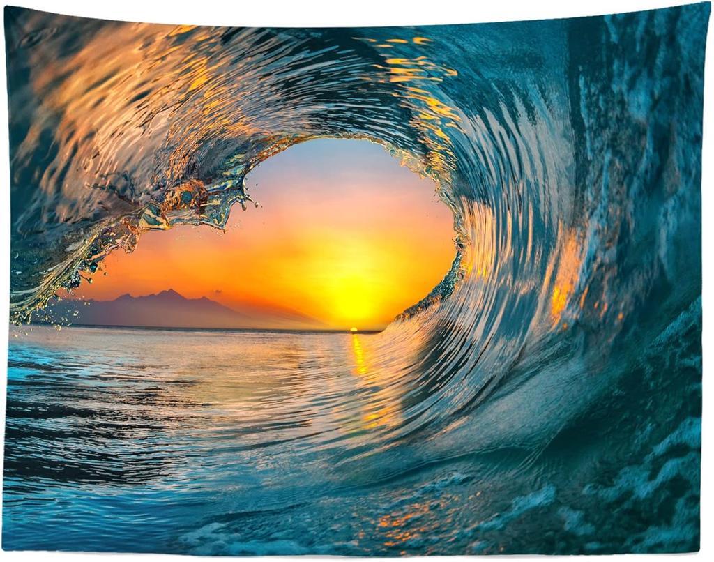 Loccor Ocean Wave Tapestry Powerful Pacific Sea Storm Huge Wave Tapestry Surfing Summer Wall Hanging Sport Wall Art for Bedroom
