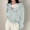 Женская свободная повседневная однотонная толстовка с капюшоном на молнии