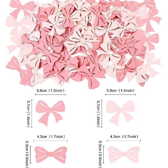 100 Pcs Pink Bows Confetti Girl Party Decoration Baby Shower Engagement Party Decoration Table decoration Supplies