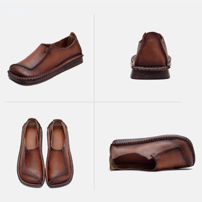 Johnature Мокасины в стиле ретро, женские туфли на плоской подошве из натуральной кожи, однотонные туфли без шнуровки на мягкой подошве с квадратным носком