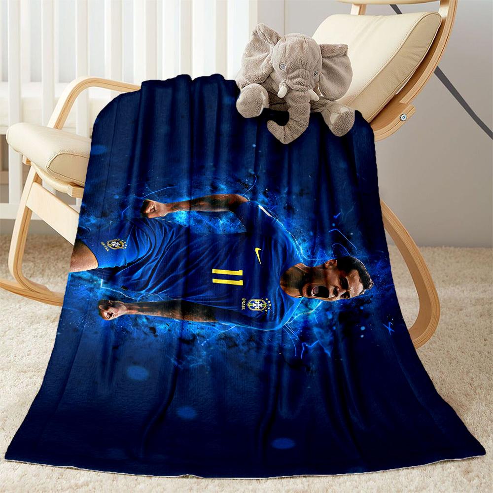Brazilian Football Star Blanket Durable Comfort Suitable for Couch Office Chair Sofa for All Occasions Modern Best Holiday Gift for Friends Family