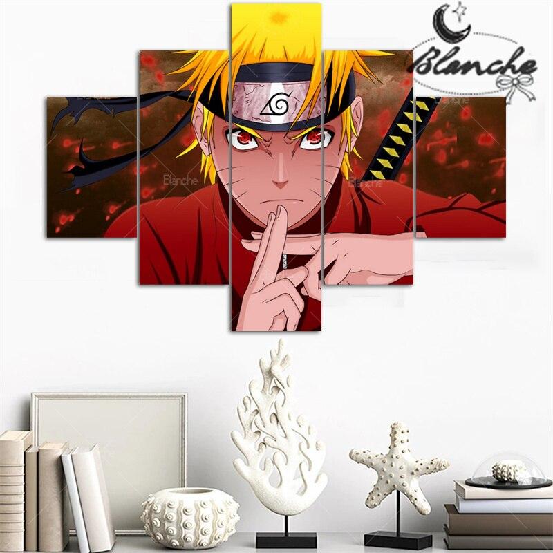 Japanese Anime Naruto 5 Pieces Poster Canvas Painting Naruto Scene Face Wall Art Modern Print For Fans Living Room Home Decor