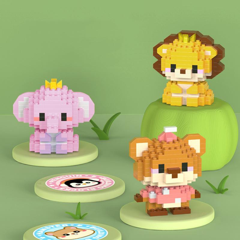 DIY Мультяшные животные Строительный набор блоков Micro ABS Пластик Мини-блоки Строительство включает в себя Тигры Медведи MOC Строительные игрушки