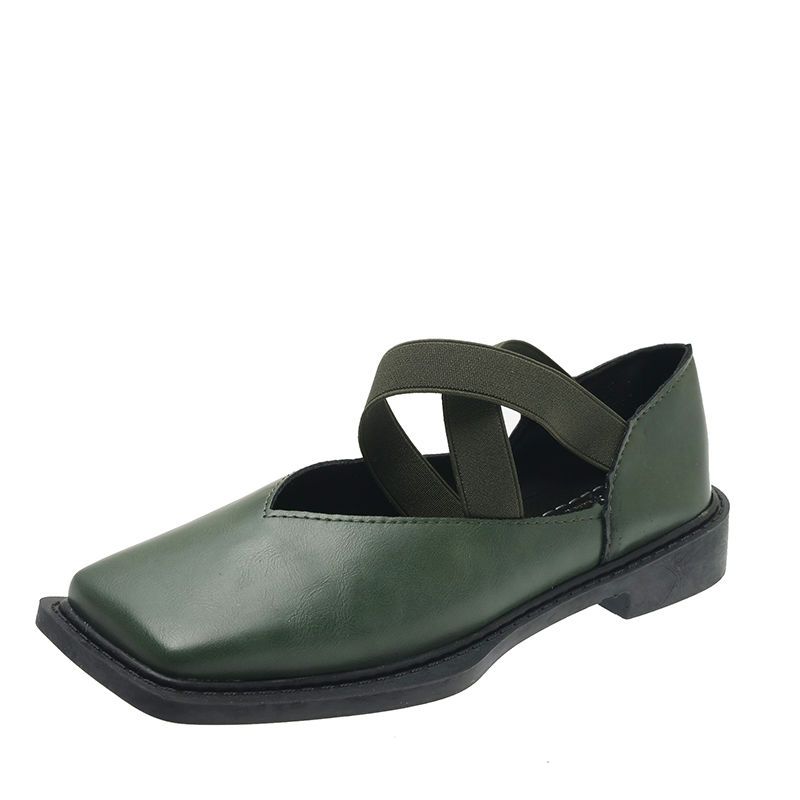 Модная обычная кожаная повседневная женская летняя обувь Туфли для женщин 2024 готические туфли Мэри Джейн с квадратным носком и каблуком Офис E Мода Молодежь H
