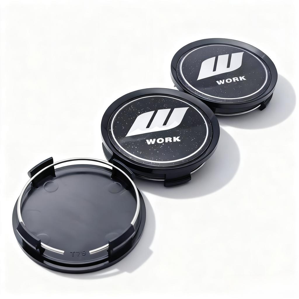 4pcs JDM W Work Logo Emblem Car Wheel Center Caps 74MM Clips 69MM Wheels Hub Dust Cap Rim Hubcaps Cover Replace Car Accessories