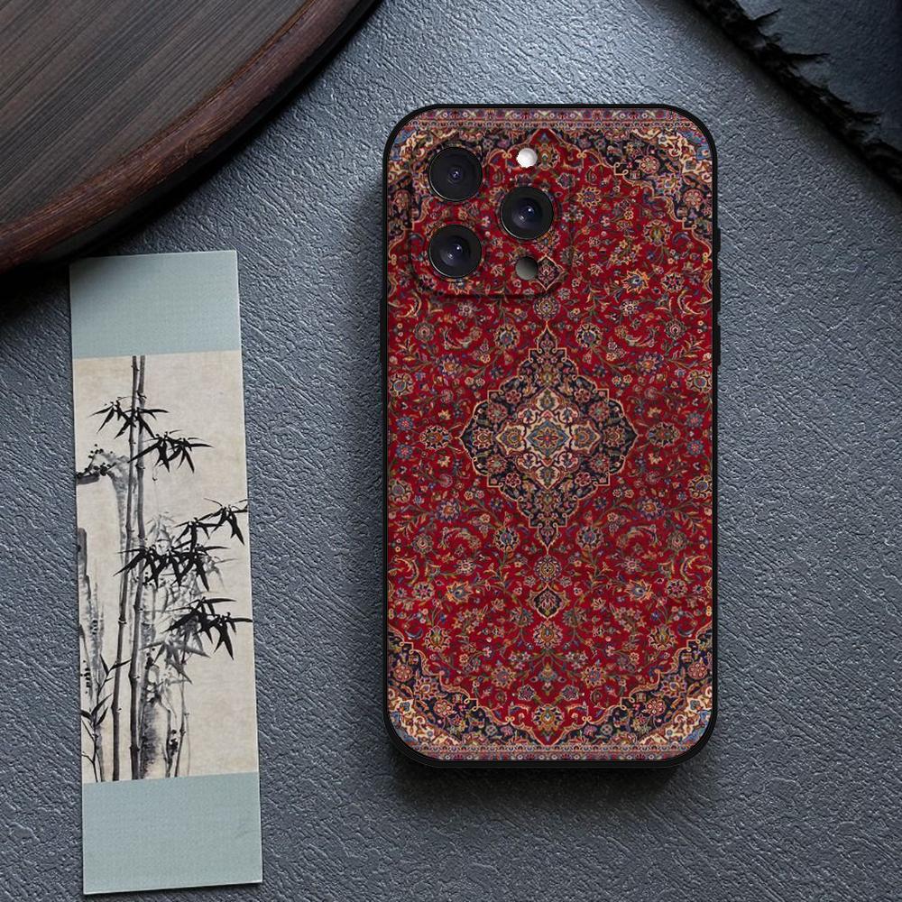Чехол для телефона в виде персидского ковра для iPhone 16 15 11 13 14 Pro Max 7 8 Plus X Xr Xs Max 12mini черный чехол-накладка