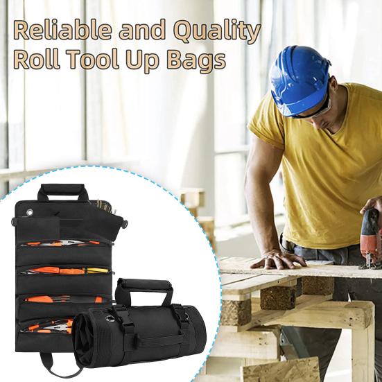 Свернутая сумка для инструментов с ручкой, несколькими отделениями, водонепроницаемая прочная сумка-органайзер на молнии большой емкости