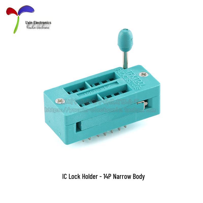 High-Temp Resistant Microcontroller Socket with Green Locking Seat: 14/16/20/24/28/40 Pin