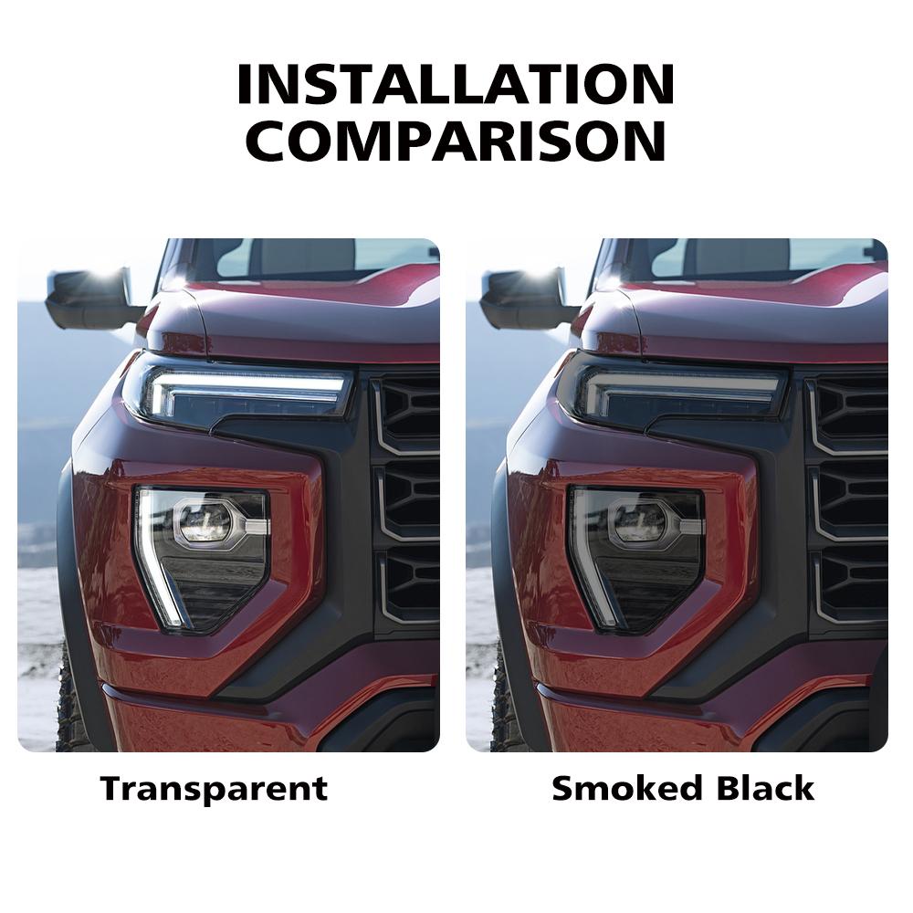 Премиальная TPU PPF для GMC Canyon 2026-2026 Высокоглянцевая Дымчато-Черная Предварительно Вырезанная Защитная Пленка для Фар Антицарапающая Виниловая Обертка Комплект