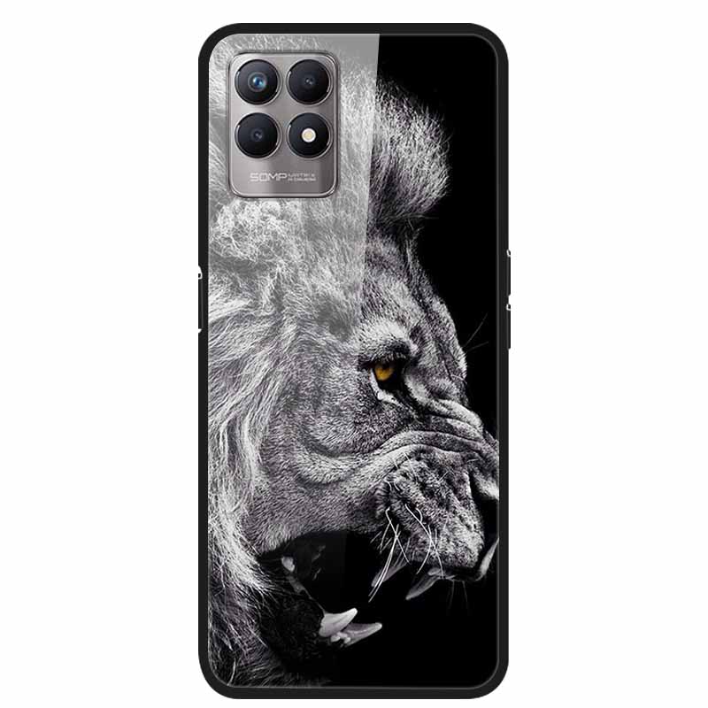 Чехол для Realme 8i Закаленное Стекло Жесткий Прозрачный Чехол для Телефона Для OPPO Realme 8i RMX3151 Realme 7 Pro Животные Волк Ударопрочный Чехол