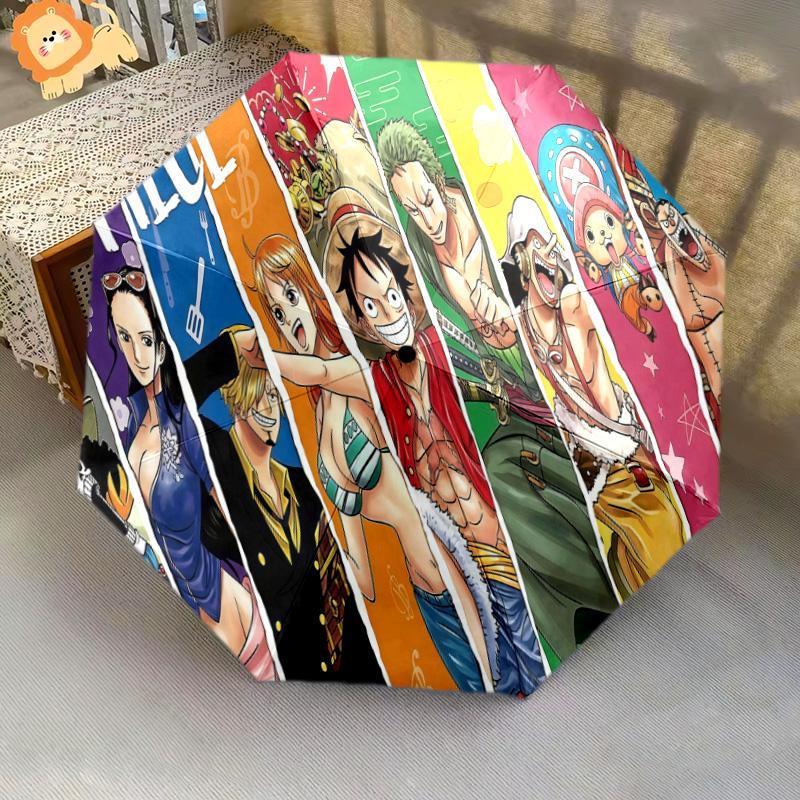 1 шт. Автоматический складной зонт - С рисунком из аниме One Piece, портативный, складная конструкция, 8 спиц, рождественские и новогодние подарки