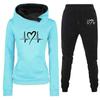Fashion Ladies Sweater Joggers Two Piece Set Hoodies Outfits Women Fleece Lined Hooded Sweatshirt With Heartbeat Print Suit
