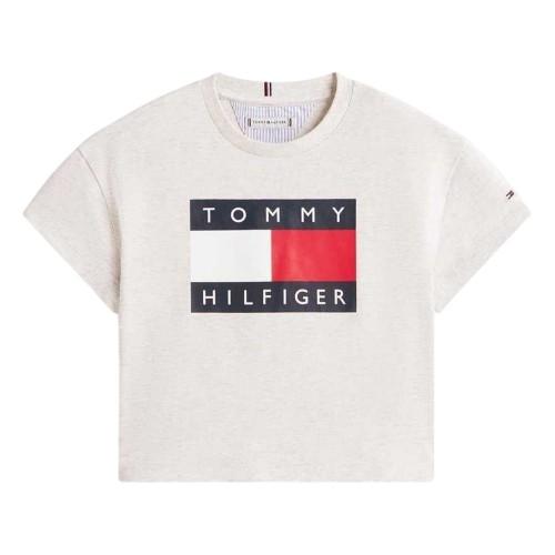 Tommy Hilfiger Укороченный топ для девочек с логотипом Heritage, свободный крой
