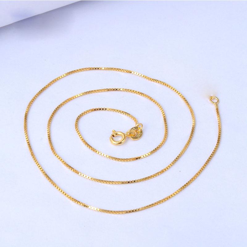 Ожерелья из стерлингового серебра 925 пробы с цепочкой-коробкой для женщин и девочек-подростков, позолоченные розовым золотом S925, ювелирные изделия 0,8 мм оптом