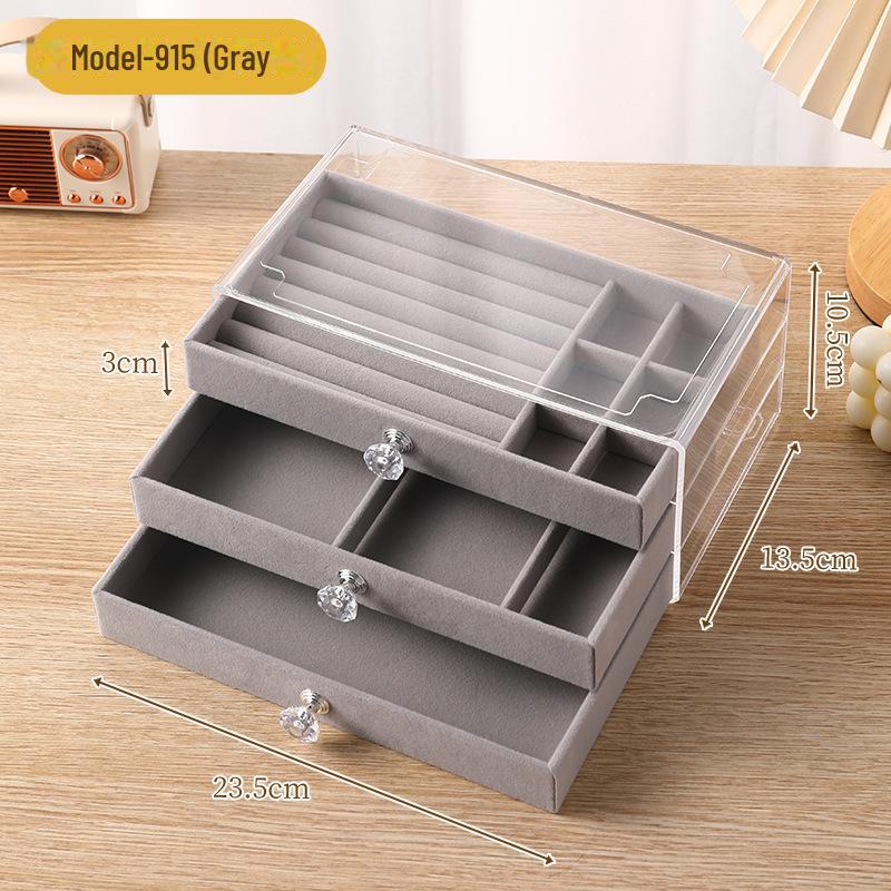Бархатная шкатулка для украшений с антиокислительным покрытием, прозрачное акриловое хранилище для сережек, ожерелий и колец