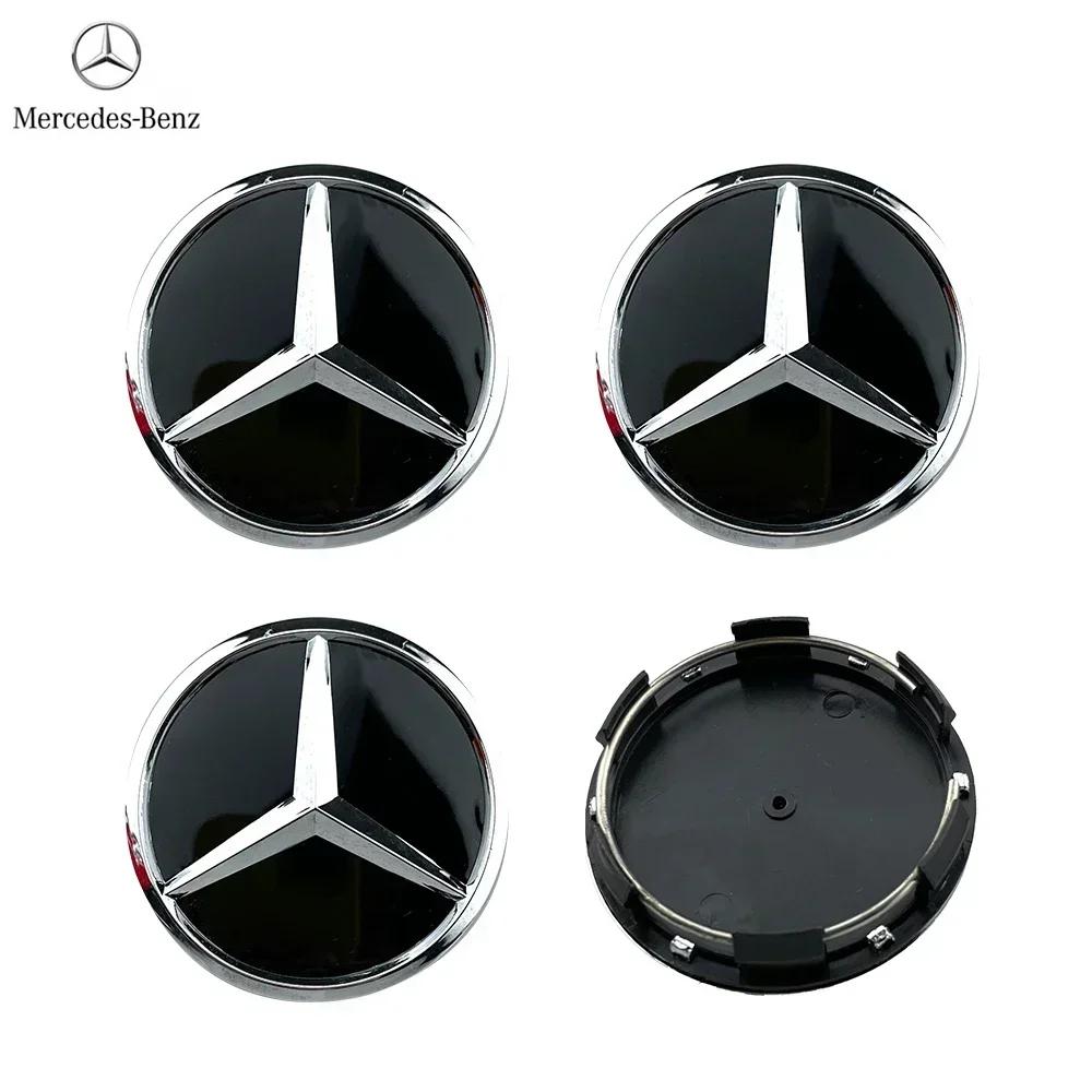 FEN1 4pcs 60mm Black Silver Car Wheel Cap Badge Logo Cover For Mercedes Benz W176 W177 W204 W205 W212 W213 W206 X156 X253 W117 W166
