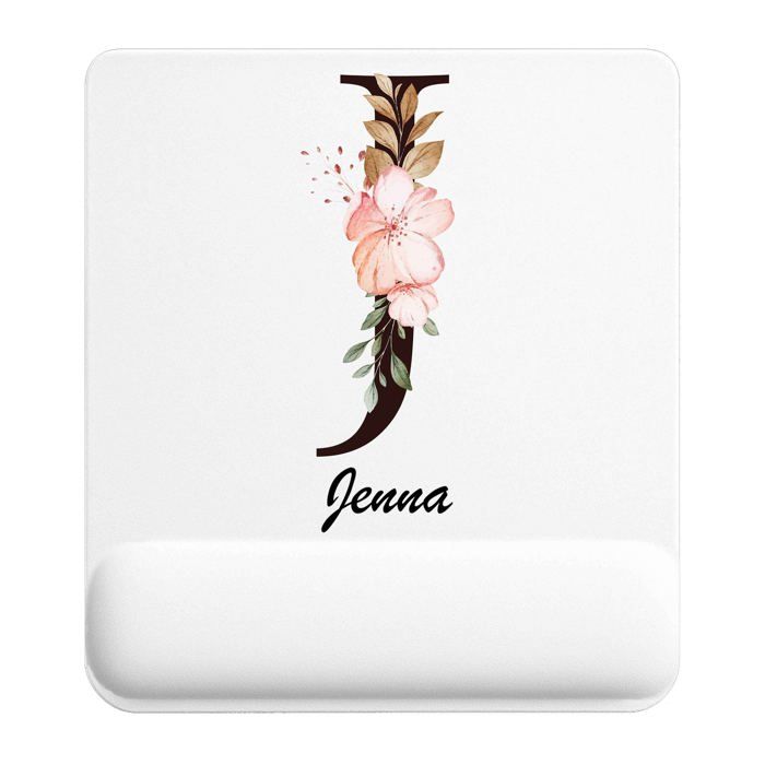 Tapis de souris - PLANETEE - Jenna Lettre Fleur - Multicolore - 22 x 18 cm - Ép. 3 mm