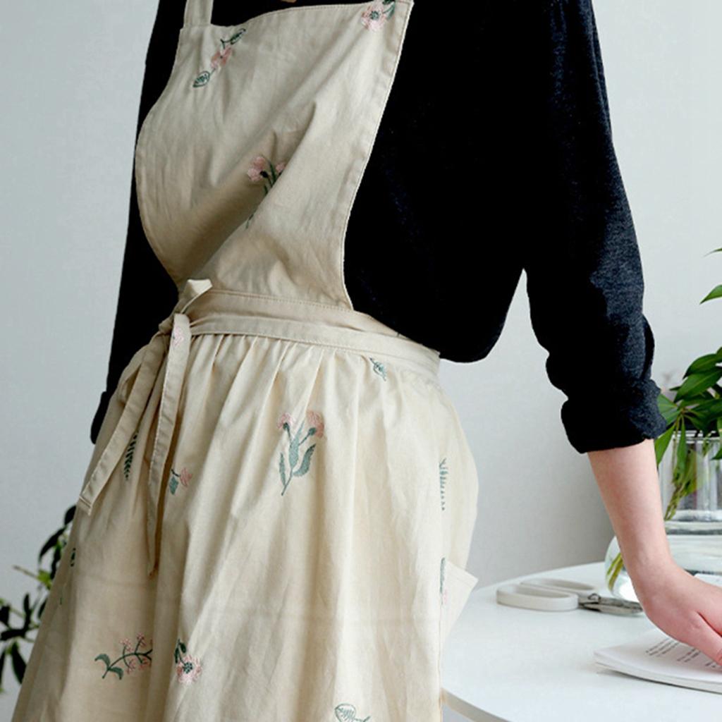 Литературный Ретро Средневековый Хлопок Лен Кулинарные Кухонные Фартуки Для Женщин Платье Флористический Халат Парикмахерский Нагрудник Садовый Комбинезон