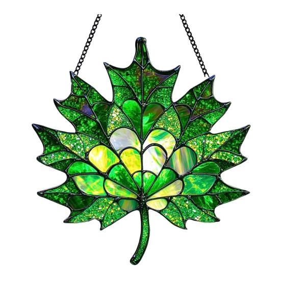 Maple Leaf Fall Ornament Window Hanging Autumn Leaf Suncatcher Stained Glass Wall Art for Thanksgiving Autumn Indoor Outdoor Home Decor