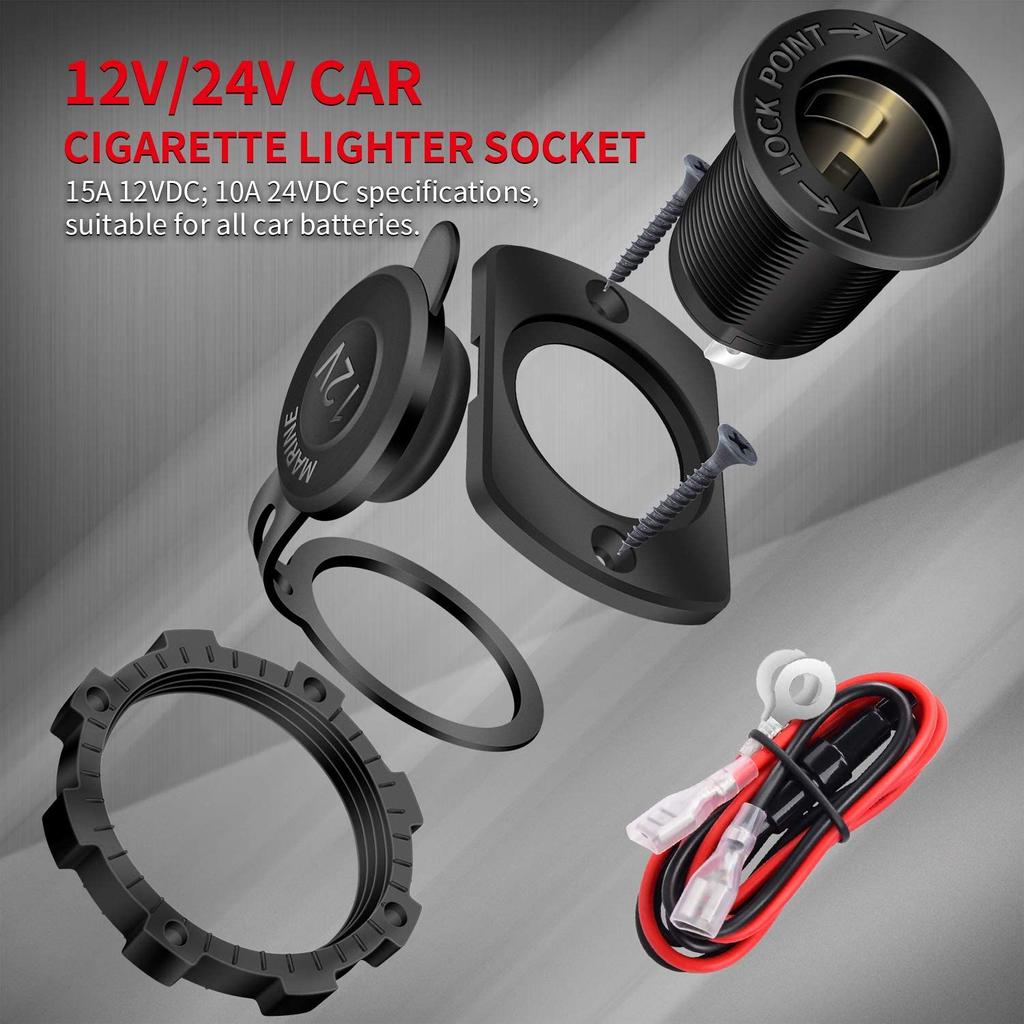 DaierTek 12V автомобильный прикуриватель розетка Femaile 12 Вольт замена розетки с синим светодиодом водонепроницаемый для лодок морской