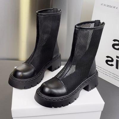 Модные женские ботильоны Новые дышащие летние прохладные ботинки Дизайнерские ажурные сетчатые ботинки Ботинки на платформе с увеличением высоты Botas Mujer