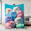 150x130cm Plush Blanket Rainbow Gradient Nap Blanket Cat Print Blanket  for Kids Room Home Travel