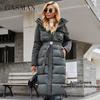 Gasman 2021 Women's Jacket Long Elegant Fashion Winter Coat for Women Brand Zipper Pocket Warm Parka with Belt Down Jackets 8189