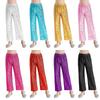 Girls Sparkling Sequin Pants High Waist Loose Trousers for Jazz Dance Stage Performances