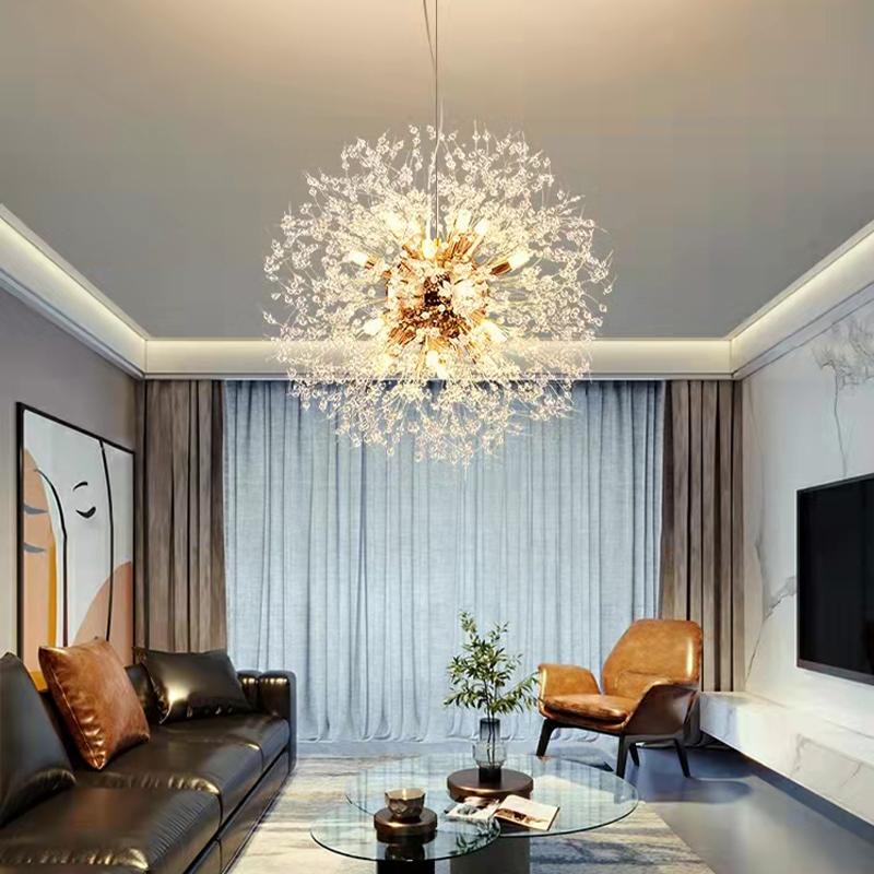 New Modern Crystal Dandelion Chandelier Lighting Pendant Light for Living Room Dining Home Decoration Led Ceiling Hanging Lamp