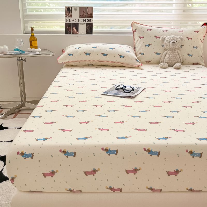 1pc 100% Cotton Fitted Sheet Elastic Bedsheet Breathable Bed Cover Home Bed Linen Sheets Drap De Lit (Pillowcase Need Order)