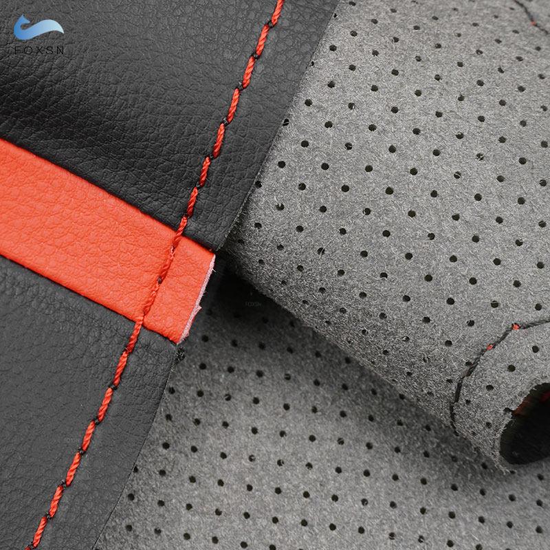 Для BMW 1 3 серии E82 E87 E90 X1 E84 old 2011-2013 Автомобильный чехол на руль, отделка, черная кожа, красная синяя линия с красным