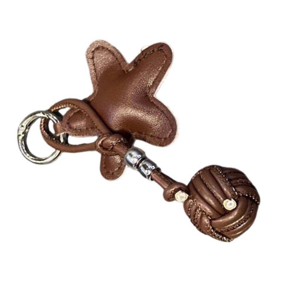 Handcraft Pentagram Keychain Accessory Hanging Pendant Stylish Faux Leather Designing Keyring for Bags and Keys