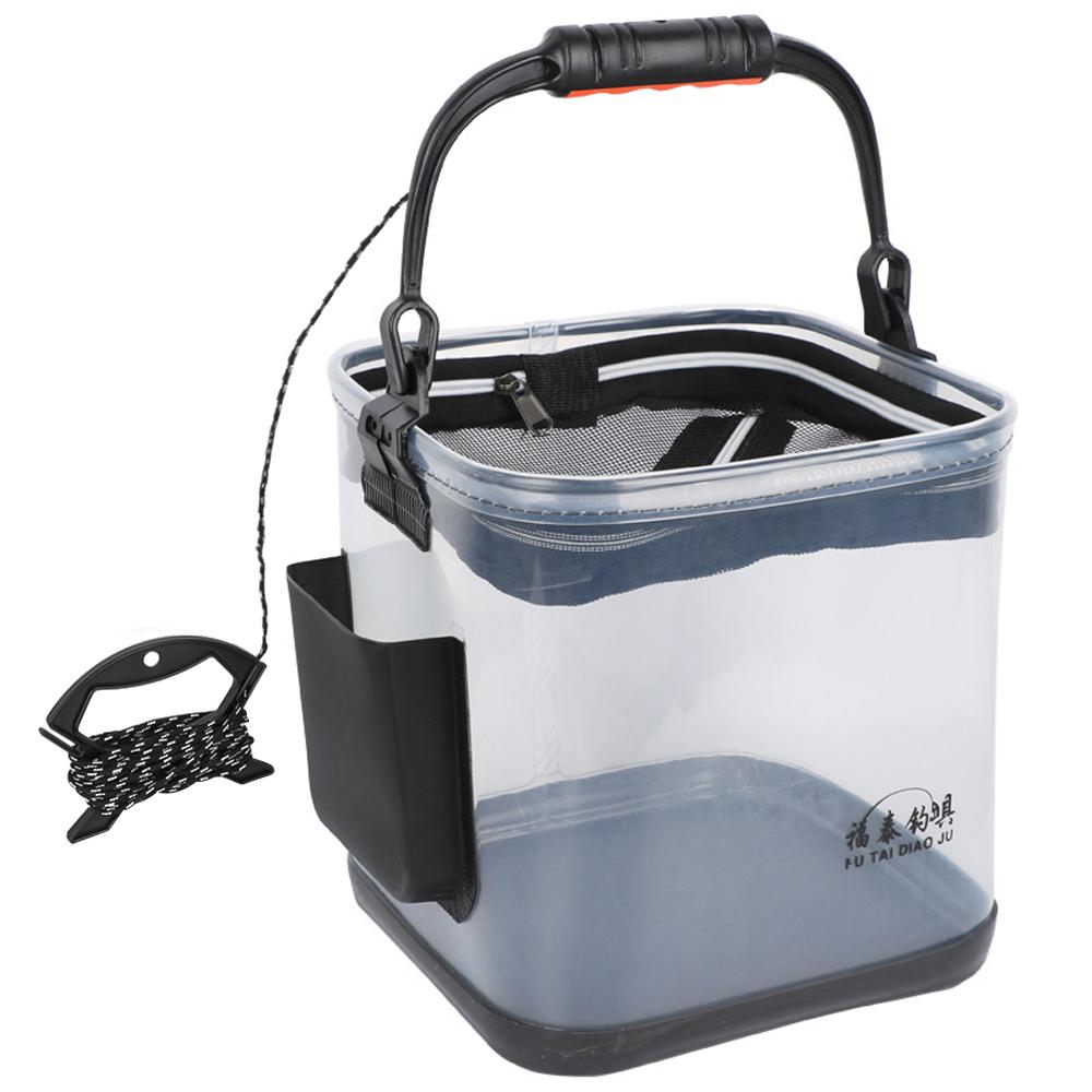 Утепленное ведро для рыбалки на открытом воздухе, прозрачное ведро для воды из ЭВА, большой емкости, для путешествий, кемпинга