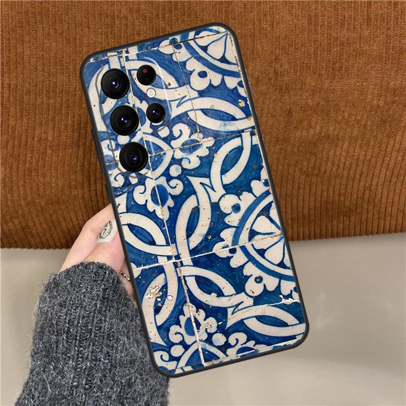 Azulejo Phone Case For Samsung Galaxy S25 Ultra S9 S10 S20 FE S21 S22 S23 Plus S24 Ultra Back Cover