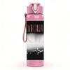 1PC Dark band rectangular album cover print 750ml colorful plastic sports water bottle leakproof pop lid with straw for outdoor office home use